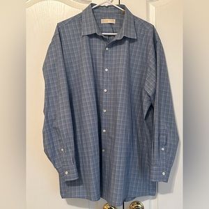 Navy blue & white Michael Kors button-down (17-17½”)